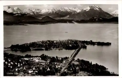 Ak Lindau am Bodensee Schwaben, Fliegeraufnahme