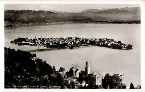 Ak Lindau am Bodensee Schwaben, Fliegeraufnahme