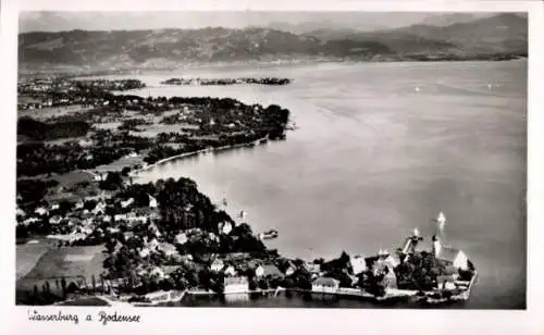 Ak Wasserburg am Bodensee Schwaben, Fliegeraufnahme