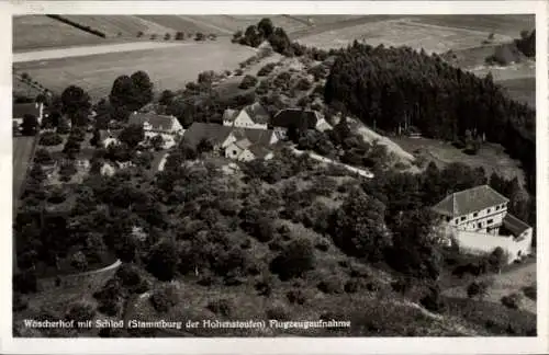 Ak Göppingen in Württemberg, Burg Hohenstaufen, Fliegeraufnahme, Wäscherhof mit Schloss