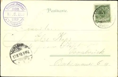 Litho Rüdesheim Rhein, Dampfer, Niederwald National Denkmal, Rheinstein