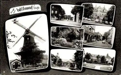 Ak Wittmund in Niedersachsen, Windmühle, Kirche, Kreishaus, Berufsschule, Stadtpark