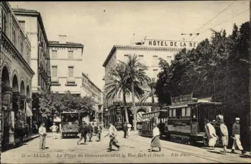 Ak Algier Alger Algerien, Place du Gouvernement, Rue Bab-el-Oued