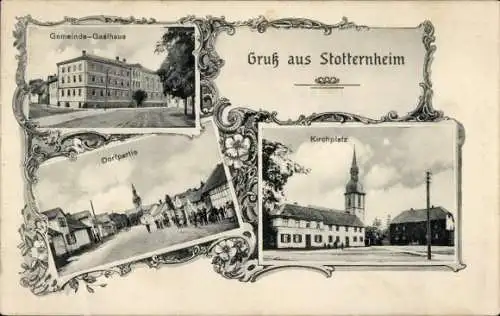 Ak Stotternheim Erfurt in Thüringen, Kirchplatz, Gemeinde-Gasthaus