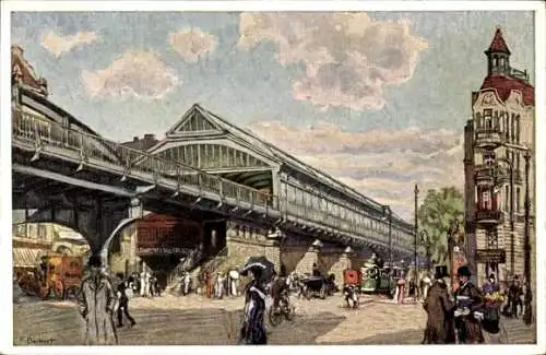 Künstler Ak Beckert, Berlin Prenzlauer Berg, Untergrundbahnhof, Danziger Straße, Schönhauser Allee