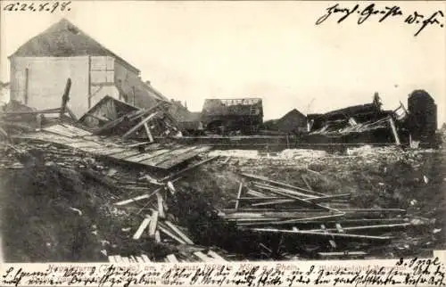 Ak Köln am Rhein, Hagelsturm 1898, Zerstörte Maschinenfabrik