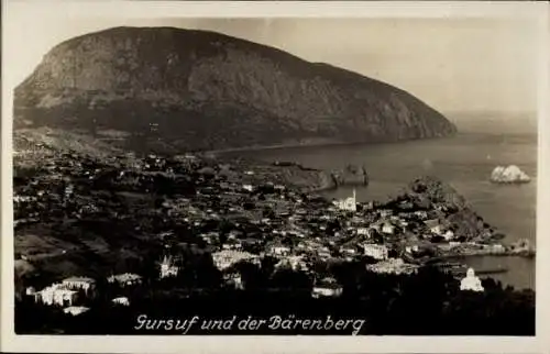 Foto Ak Gurzuf Gursuf Hursuf Krim Ukraine, Gesamtansicht, Bärenberg