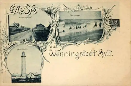 Ak Wenningstedt auf Sylt, Damenbad, Leuchtturm