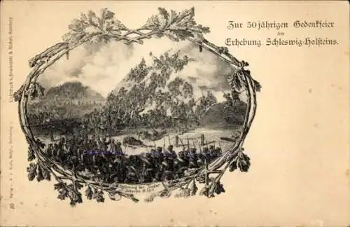Passepartout Ak 50jährige Gedenkfeier der Erhebung Schleswig-Holsteins, Schlacht