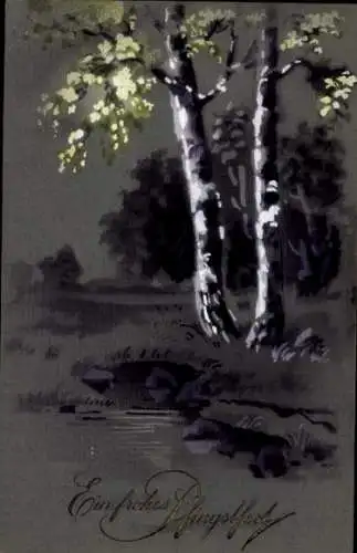 Ak Glückwunsch Pfingsten, Birken