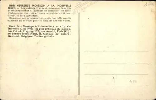 CPA Une moisson à la terre promise, Kinder