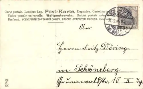 Präge Litho Fröhliches Neujahr, Kind winkt von einer Turmspitze