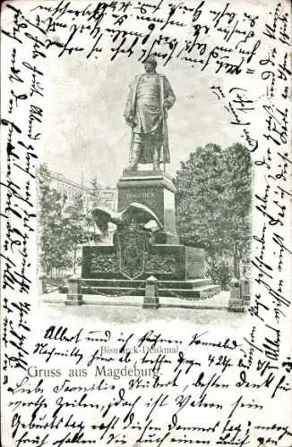 Ak Magdeburg an der Elbe, Bismarck-Denkmal, Albert, Emil Stübert