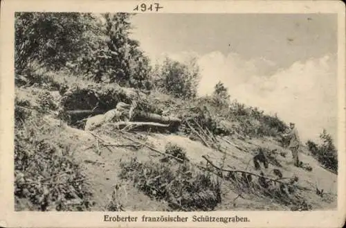 Ak Eroberter Französischer Schützengraben, 1. WK