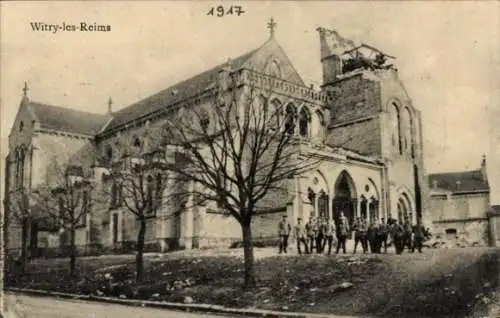 Ak Witry lès Reims Marne, Zerstörtes Gebäude, I. WK