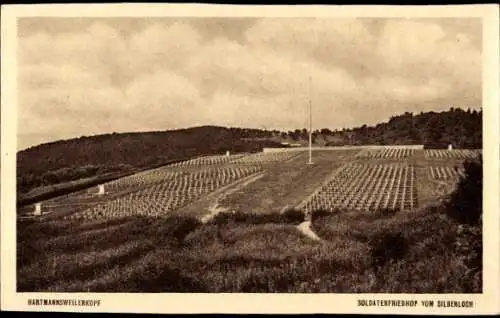 Ak Hartmannsweiler Elsass Haut Rhin, Hartmannsweilerkopf, Vieil Armand, Soldatenfriedhof vom S...