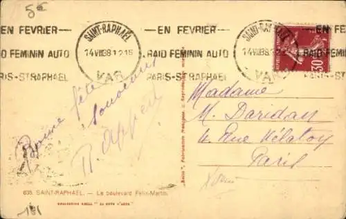 Ak Saint Raphaël Var, Boulevard Felix-Martin