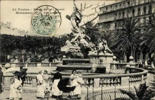 Ak Toulon Var, Place de la Liberte, Denkmal der Föderation