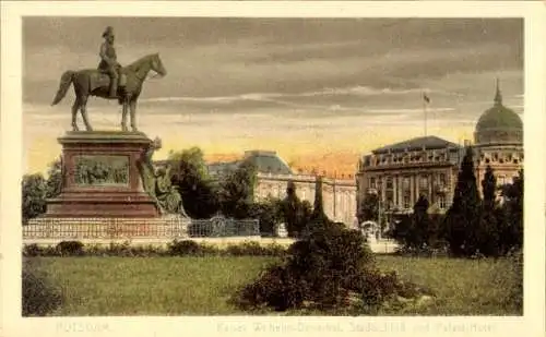 Ak Potsdam, Kaiser Wilhelm-Denkmal, Stadtschloss und Palast-Hotel