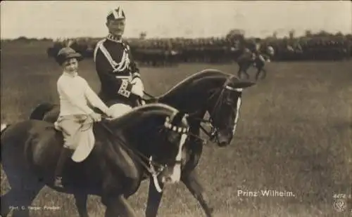 Ak Prinz Wilhelm von Preußen zu Pferde, Portrait