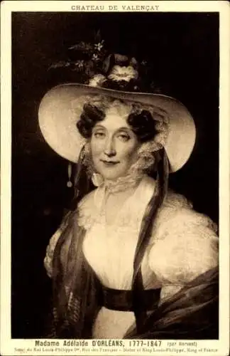 Ak Madame Adélaïde d'Orléans, Portrait