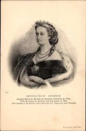 Ak Imperatrice Eugenie, Eugénie de Montijo, Portrait