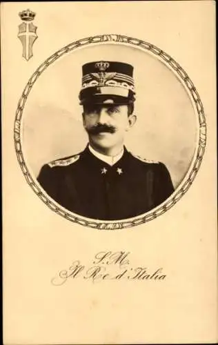 Passepartout Ak Viktor Emanuel III, König von Italien, Portrait