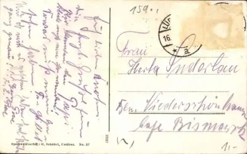 Ak Spreewald, Spreewälderin in Tracht, Zur schönen Aussicht, Kahn