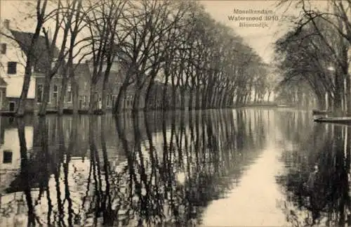 Ak Monnikendam Waterland Nordholland Niederlande, Waltersnood 1916, Binnendijk