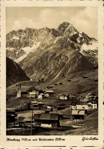 Ak Hirschegg Mittelberg im Kleinwalsertal Vorarlberg, Gesamtansicht, Widderstein
