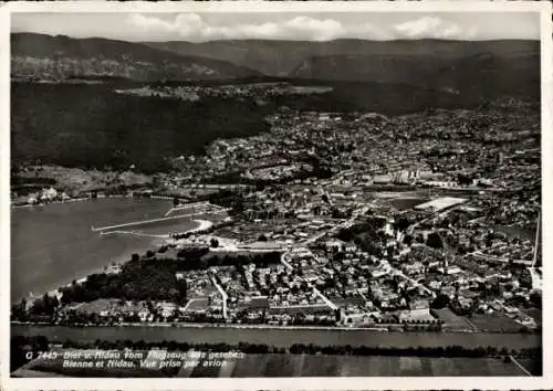 Ak Biel Bienne Kt. Bern, Fliegeraufnahme