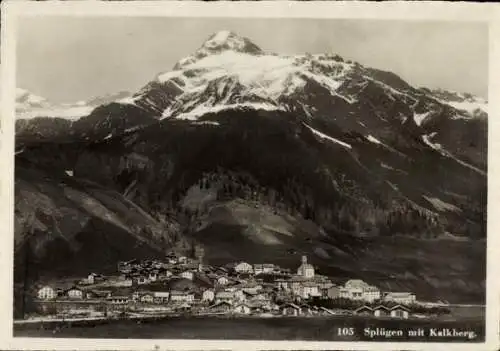 Ak Splügen Kt. Graubünden Schweiz, Gesamtansicht, Kalkberg