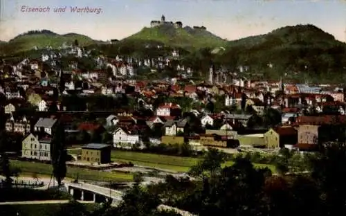 Ak Lutherstadt Eisenach in Thüringen, Panorama, Wartburg