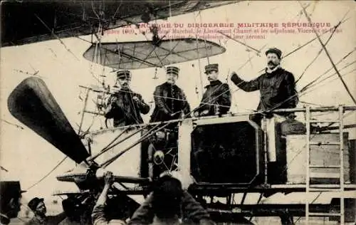 Ak La Nacelle du Dirigéable Militaire République, 1909, Marchal, Chauré,Vincenot