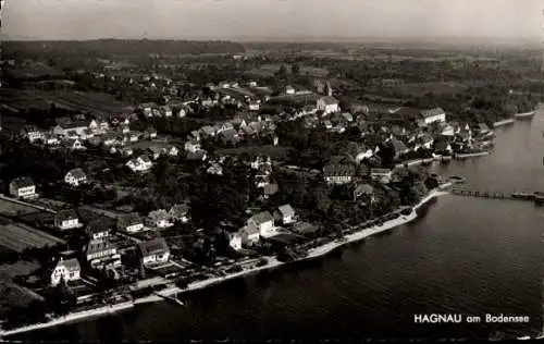 Ak Hagnau am Bodensee, Totalansicht, Flugzeugaufnahme