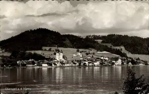 Ak Obernzell an der Donau Niederbayern, Schöne Landschaft, Wasseransicht, Kleine Stadt, Kirche...