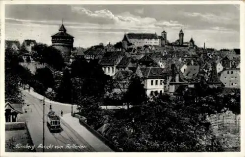 Ak Nürnberg in Mittelfranken, Ansicht vom Hallertor, Straßenbahn