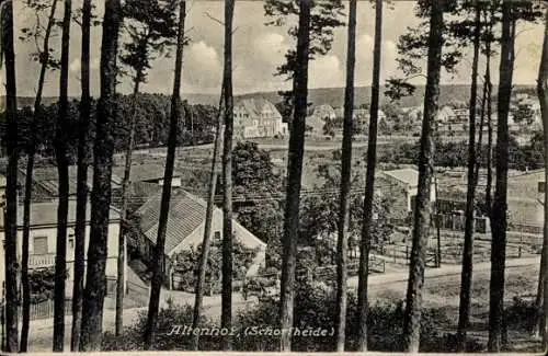 Ak Altenhof Schorfheide am Werbellinsee, Blick vom Wald auf den Ort, Wohnhäuser