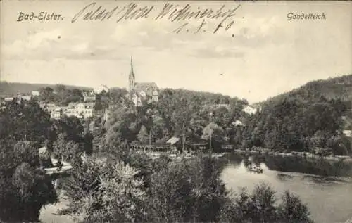 Ak Bad Elster im Vogtland, Bad-Elster, Selast Hotel Withnerhof, Gondelteich, Blick auf die Stadt