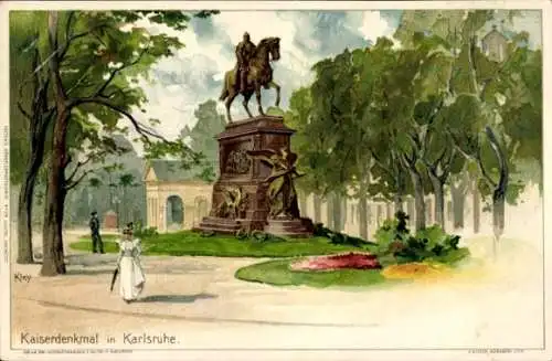 Künstler Litho Kley, Heinrich, Karlsruhe in Baden, Kaiser Denkmal