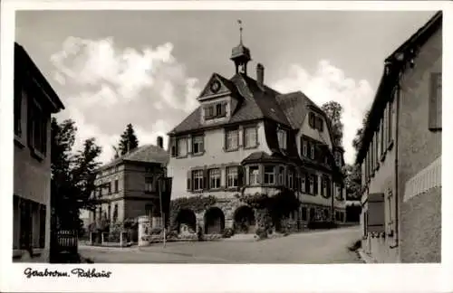 Ak Gerabronn in Württemberg, Schwarzes und weißes Bild, Gebäude mit Türmchen, Baumverzierung, ...