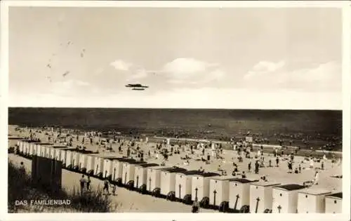 Ak Nordseebad Wangerooge in Ostfriesland, Familienbad, Strand, Wasserflugzeug