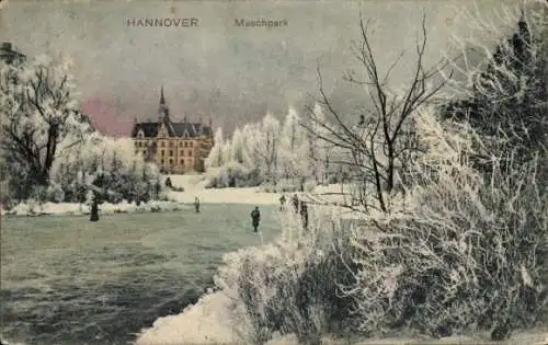 Ak Hannover in Niedersachsen, Maschpark, Winter