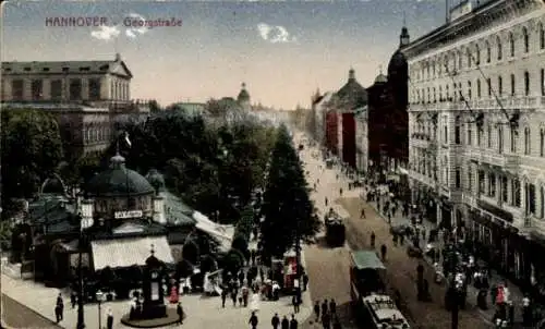 Ak Hannover in Niedersachsen, Georgstraße in  Stadtansicht, historische Architektur, Straßenve...