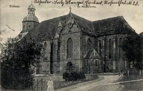 Ak Einbeck in Niedersachsen, Münsterkirche, Absender: Fritz Mengel,  Rosenthalck 28