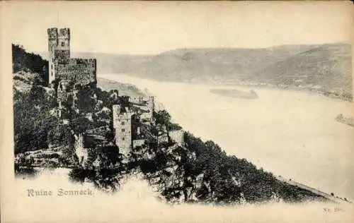 Ak Niederheimbach am Rhein, Burg Sooneck, Ruine Sonneck