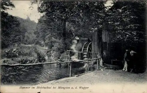 Ak Müngsten an der Wupper Wuppertal, Hammer im Morsbachtal, Mühlrad