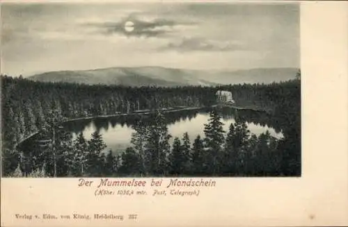 Ak Mummelsee Seebach im Schwarzwald Baden, See im Mondschein