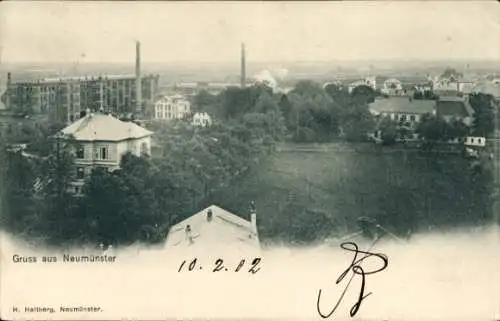 Ak Neumünster in Holstein, Gruss aus  Stadtansicht, Fabriken, Gebäude, Landschaft