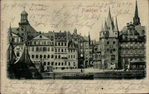 Ak Frankfurt am Main, Historische Gebäude, Schiffe, Wasserfläche, Stadtbild, Postkarte